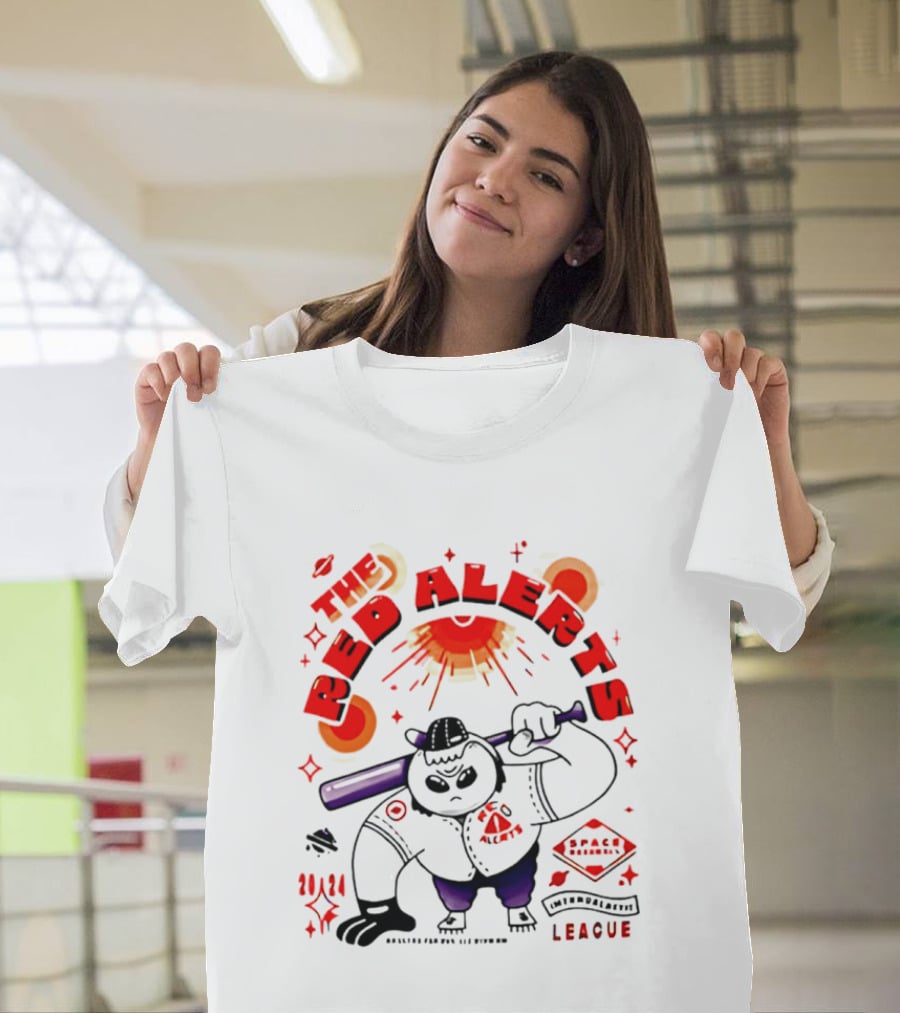 The Red Alerts Baseball League Cartoon Mascot 2024 Space Cowboy T-Shirt