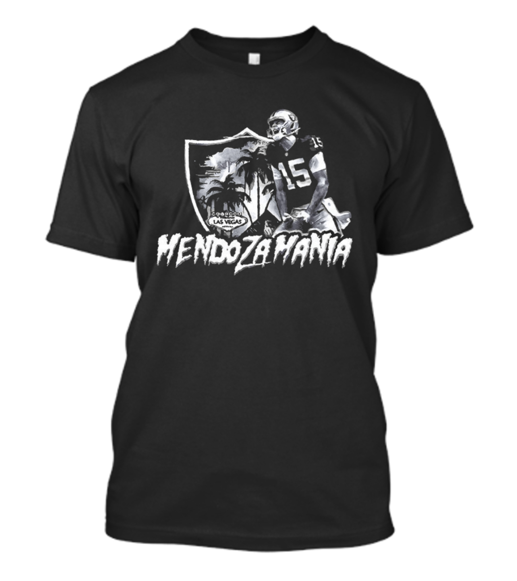 Raider Shield Mendoza Mania 15 Welcome To Fabulous Las Vegas T-Shirt