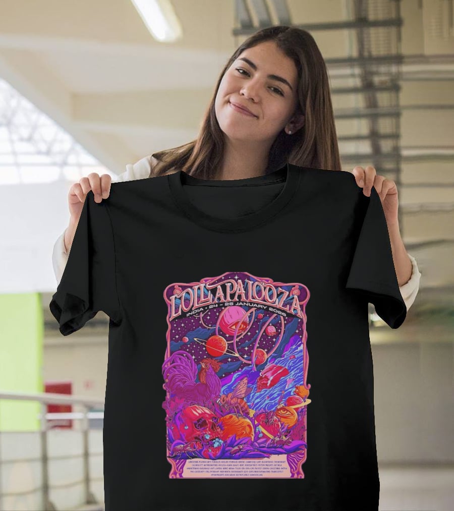 Lollapalooza India 2026 January 24 25 Planetary Cosmic Wildlife Perry Farrell X Aaquib Wani T-Shirt