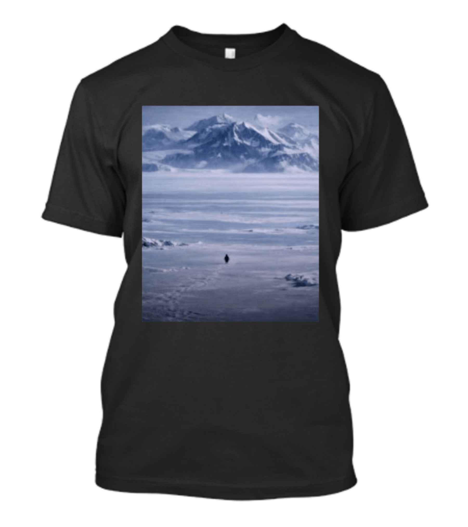The Nihilist Penguin In Snowy Mountain Landscape T-Shirt
