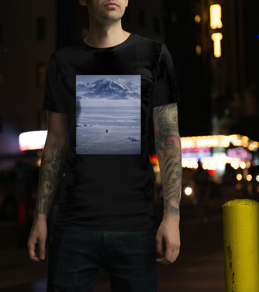 The Nihilist Penguin In Snowy Mountain Landscape T-Shirt