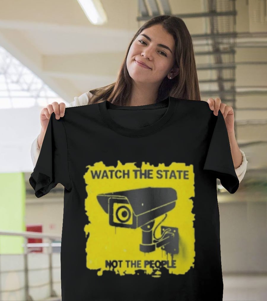 THE STATE NOT THE PEOPLE Yellow Surveillance Camera T-Shirt