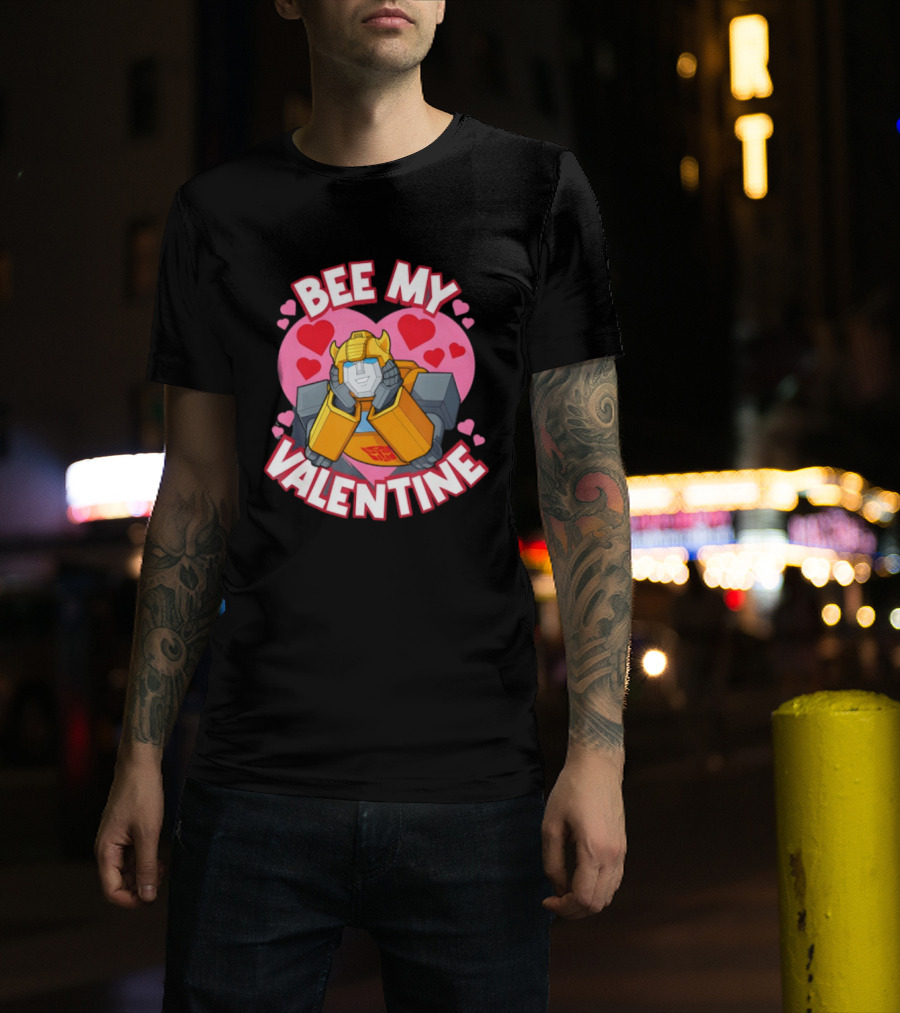 BEE MY VALENTINE Transformers Bumblebee Valentine's Day Hearts T-Shirt