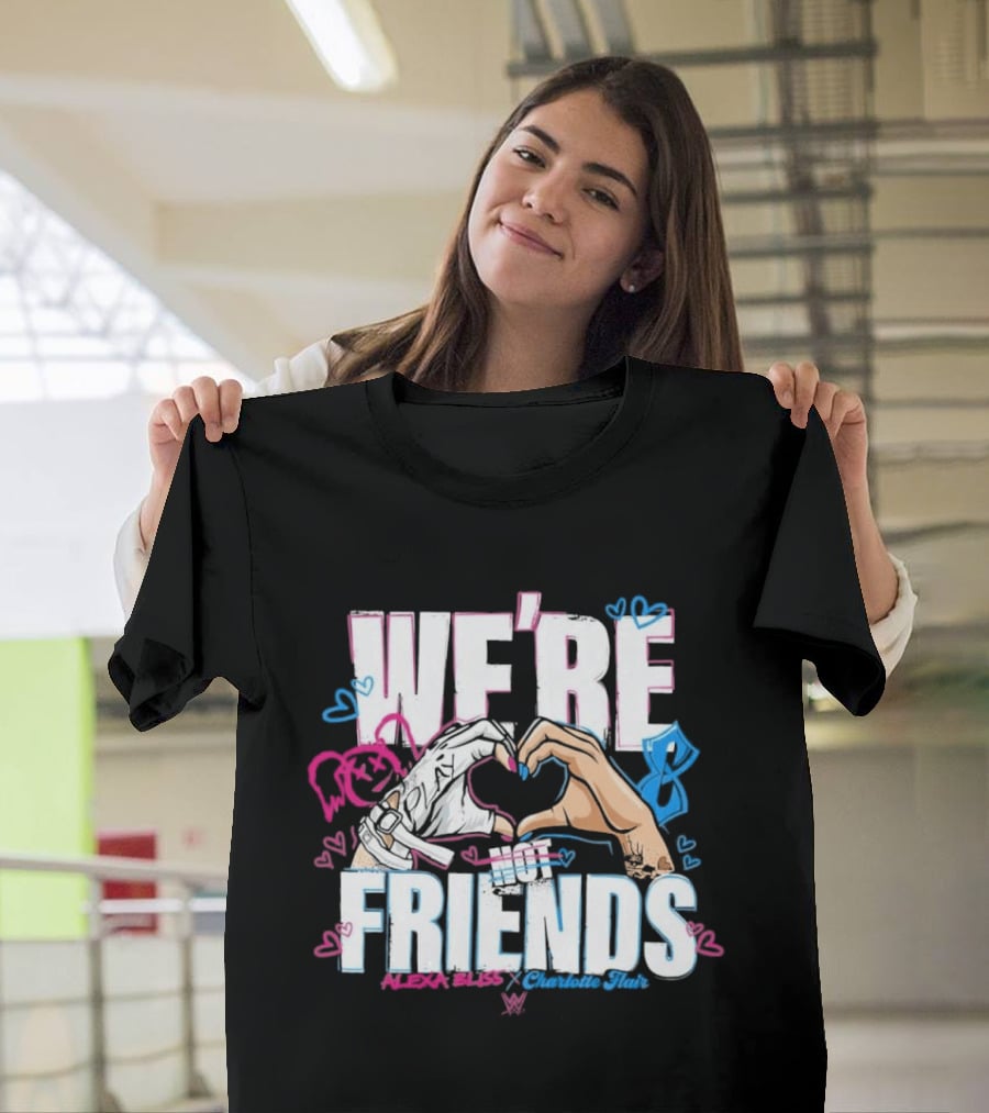 WWE Alexa Bliss Charlotte Flair We're Not Friends Hand Heart Gesture T-Shirt