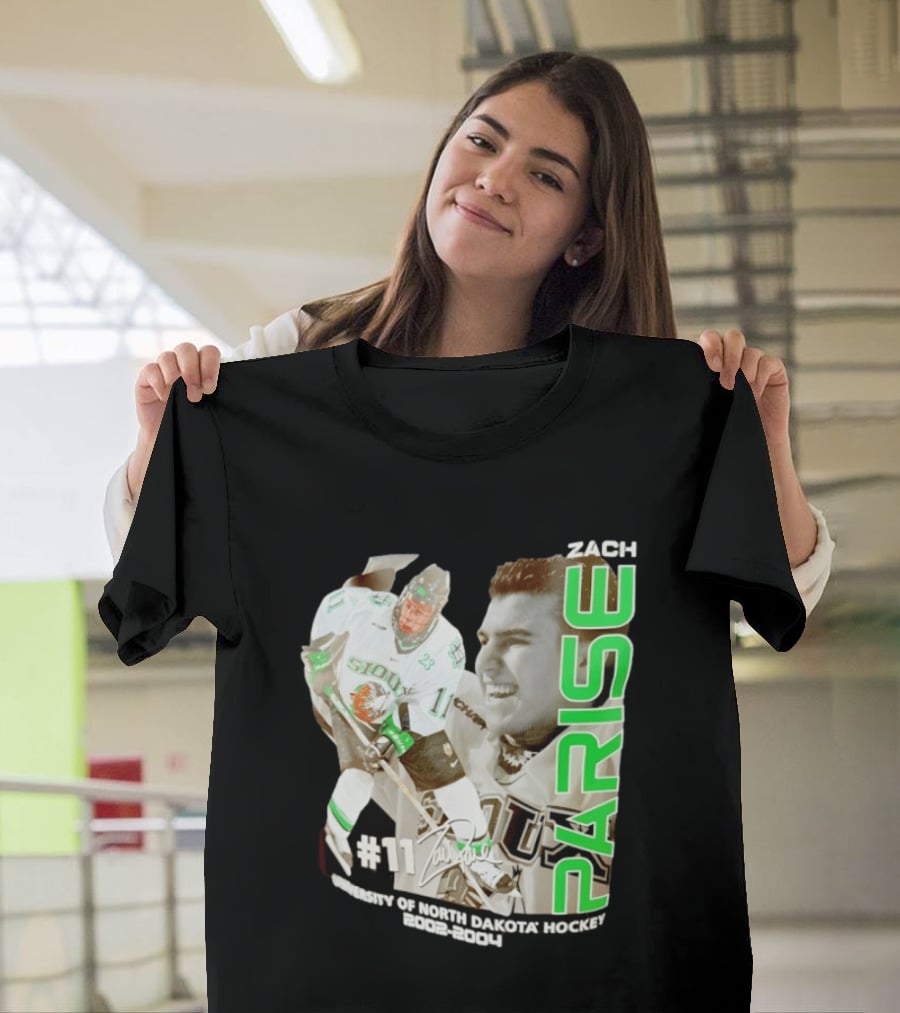 Zach Parise University Of North Dakota Hockey 2002 2004 Sioux #11 T-Shirt