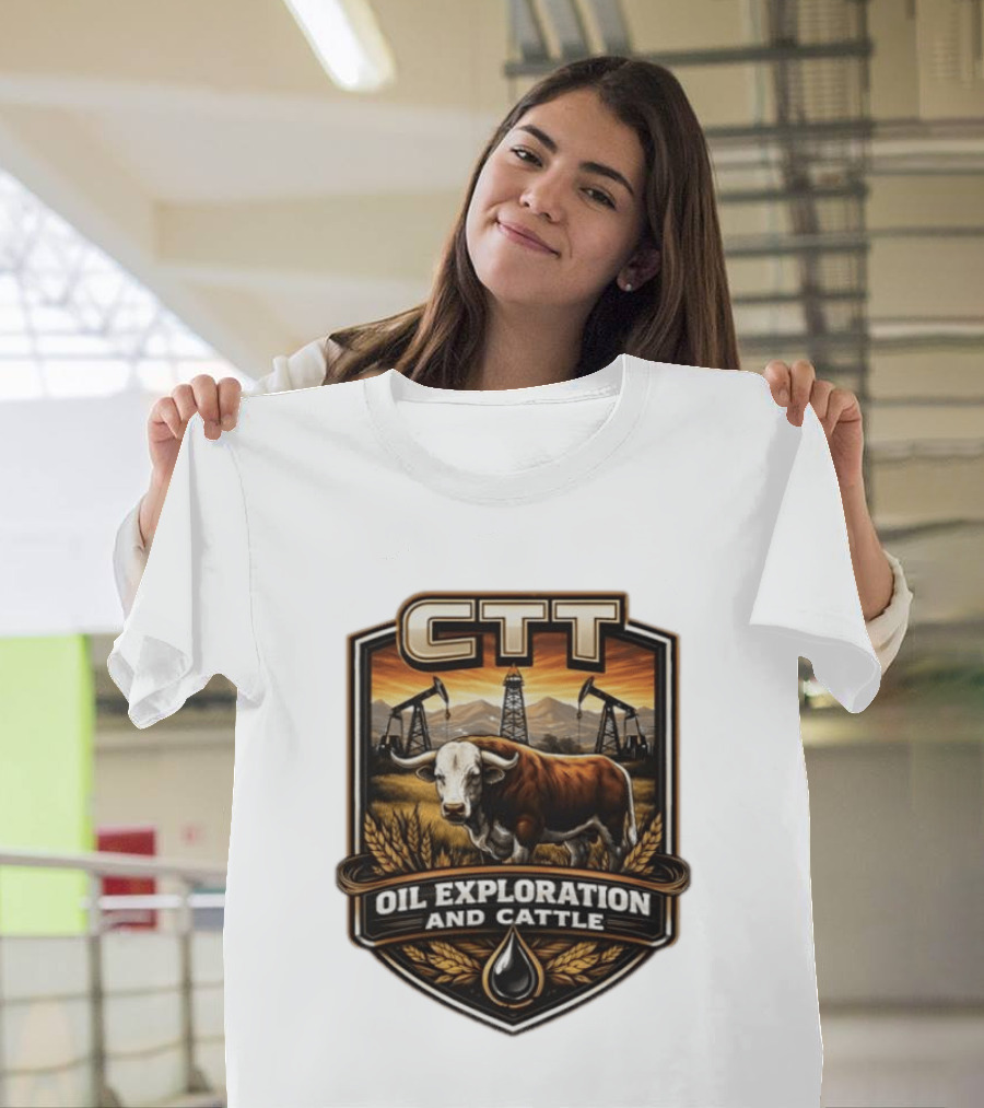 CTT Oil Exploration And Cattle Pumpjack Bull T-Shirt