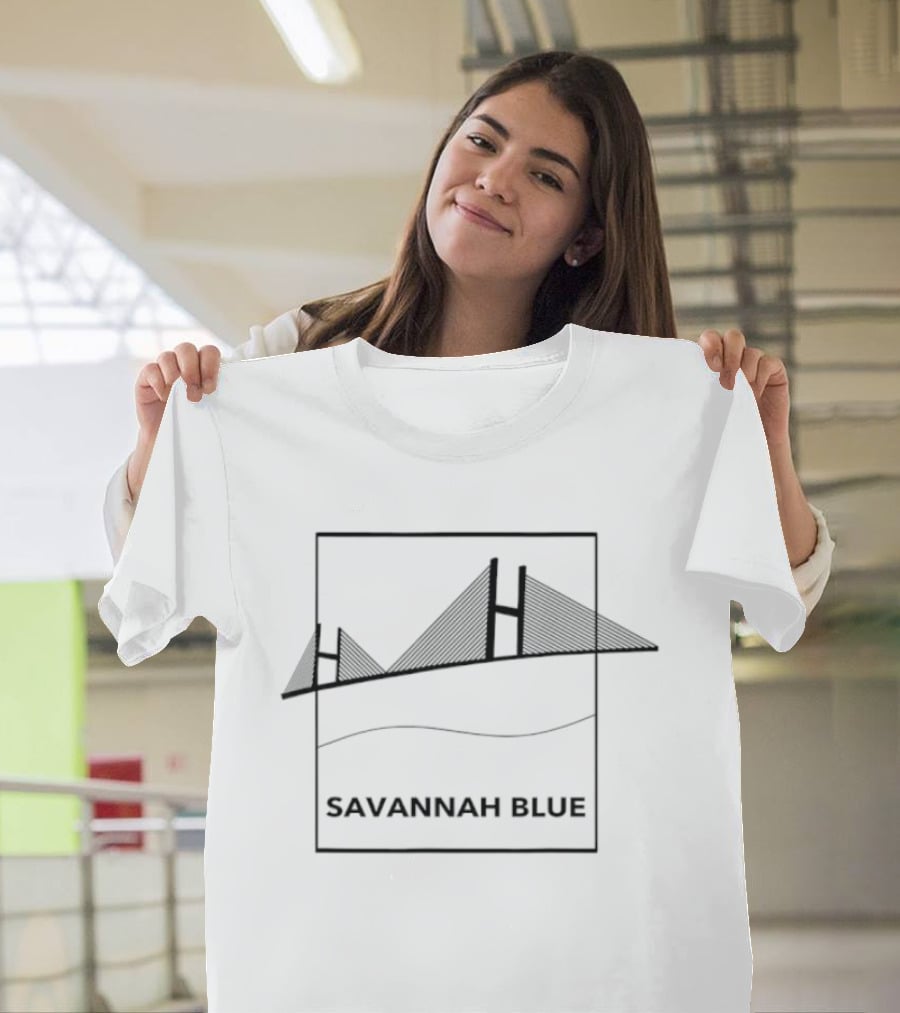 Savannah Blue Geometric Mountain Scene T-Shirt