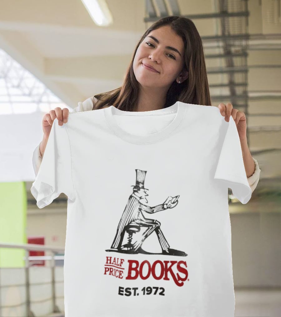 Half Price Books Est 1972 Vintage Gentleman Reading T-Shirt