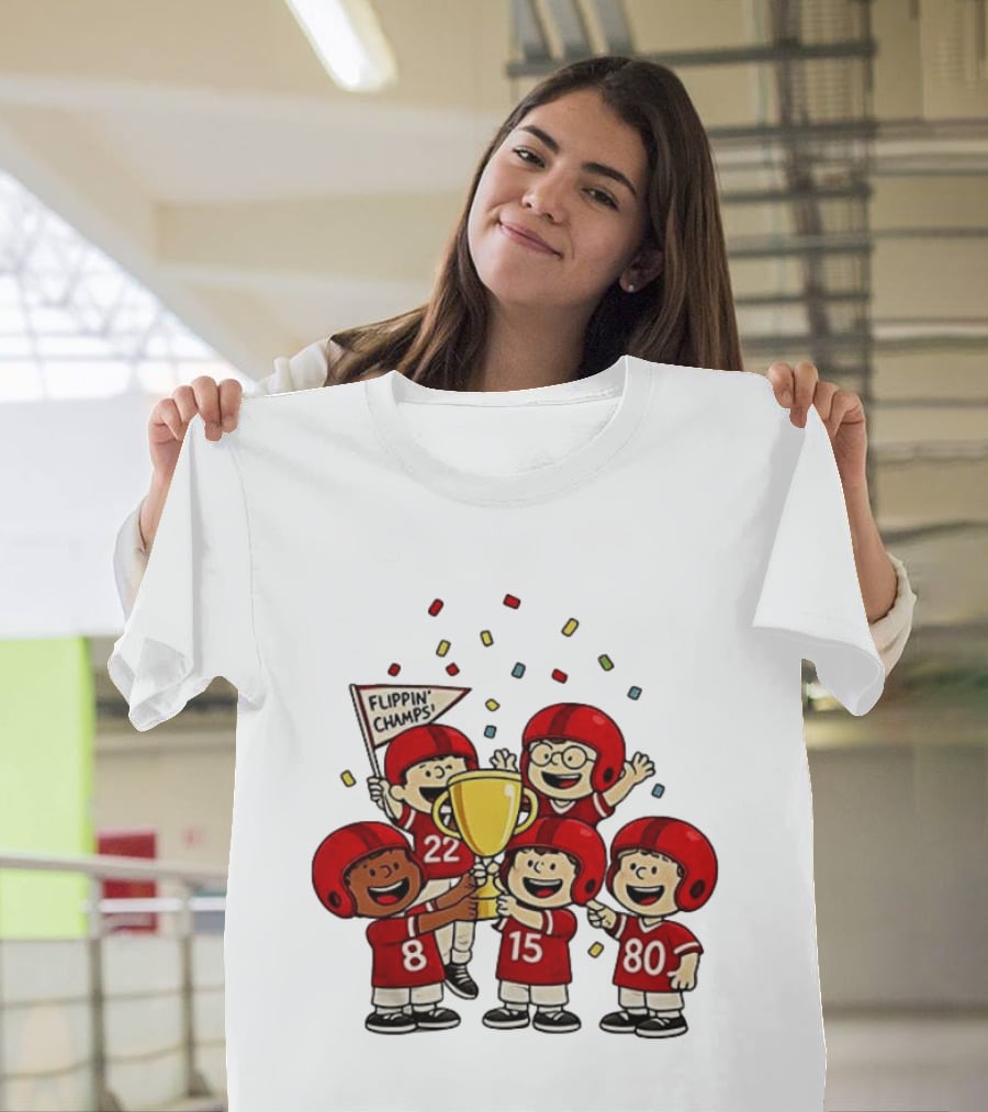 Peanuts Flippin' Champs Football Team Celebration With Trophy T-Shirt