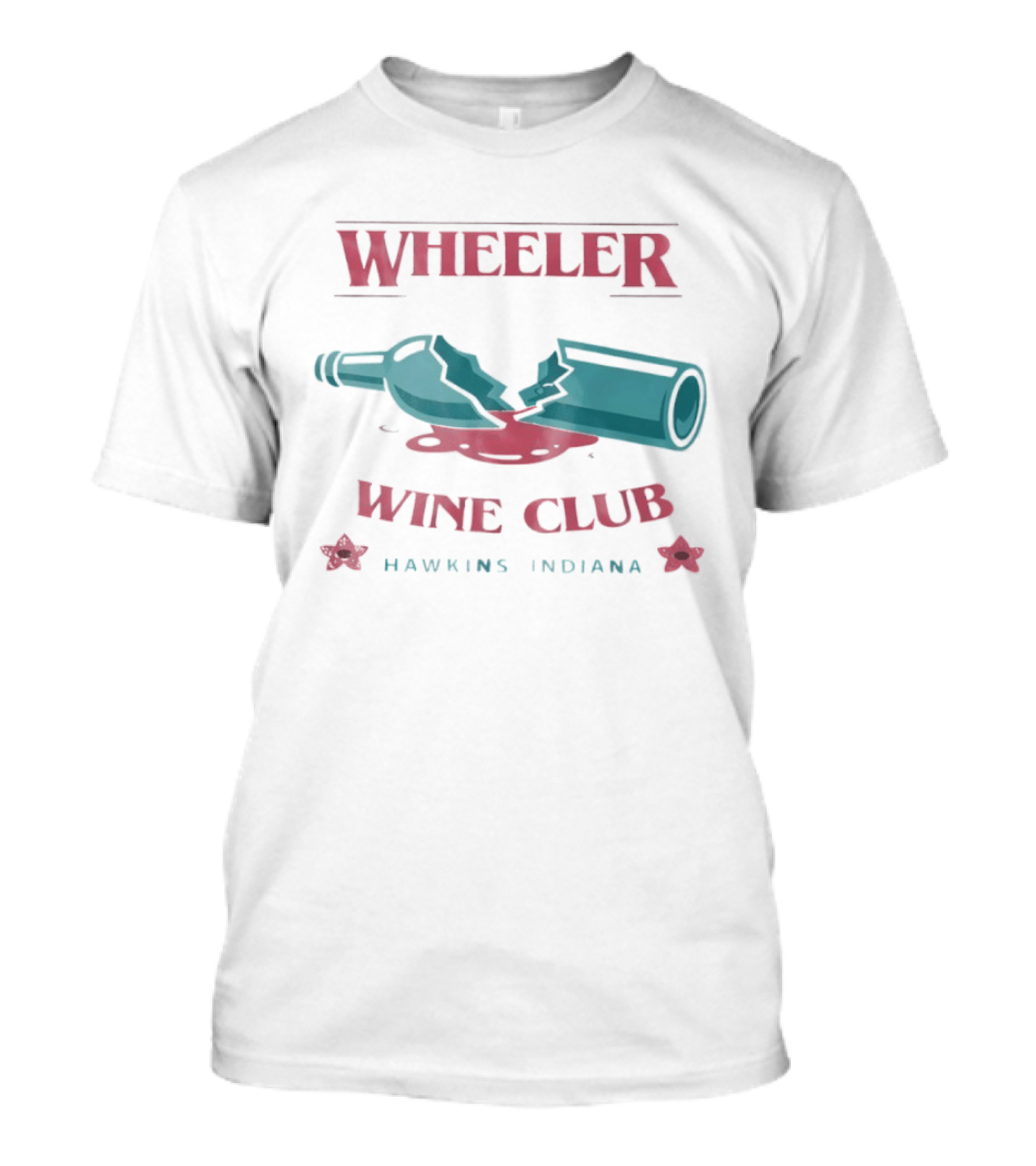 Wheeler Wine Club Hawkins Indiana Broken Bottle T-Shirt
