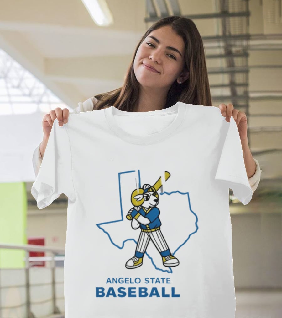Texas Outline Angelo State Baseball Batter T-Shirt