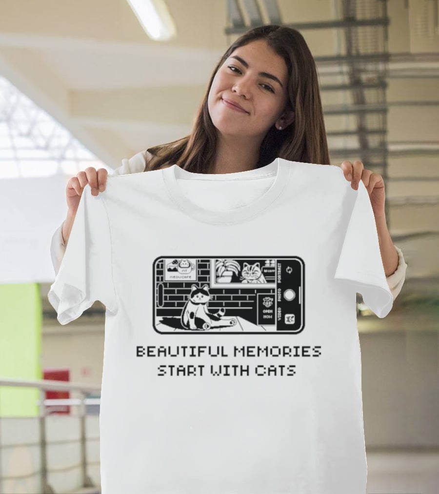 Beautiful Memories Start With Cats In Camera Frame T-Shirt