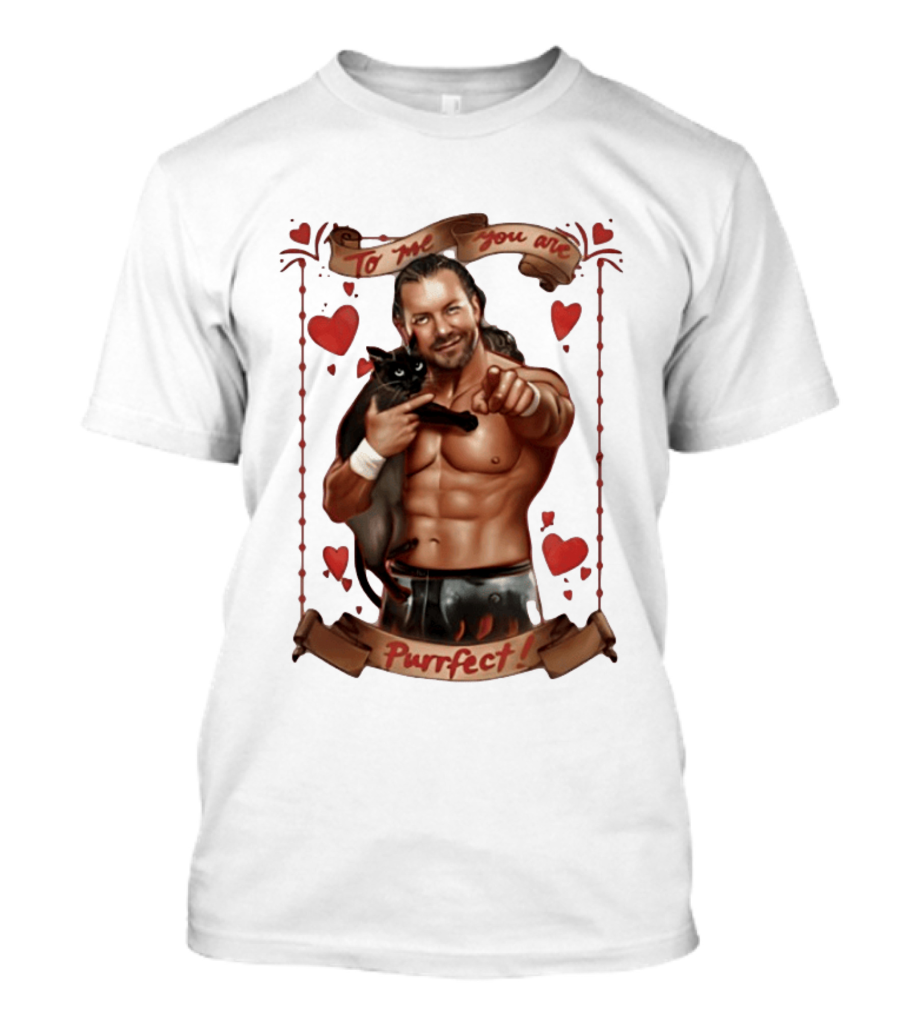 To Me You Are Purrfect Kenny Omega With Black Cat And Hearts T-Shirt