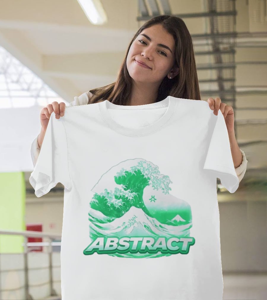 Abstract Green Wave Japanese Art Style Ocean Scene T-Shirt