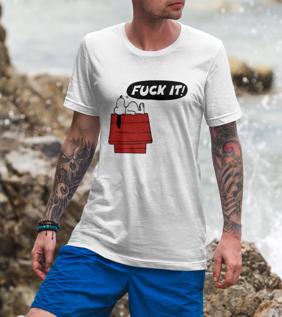 Snoopy Fuck It Relaxing On Doghouse Peanuts Humor T-Shirt