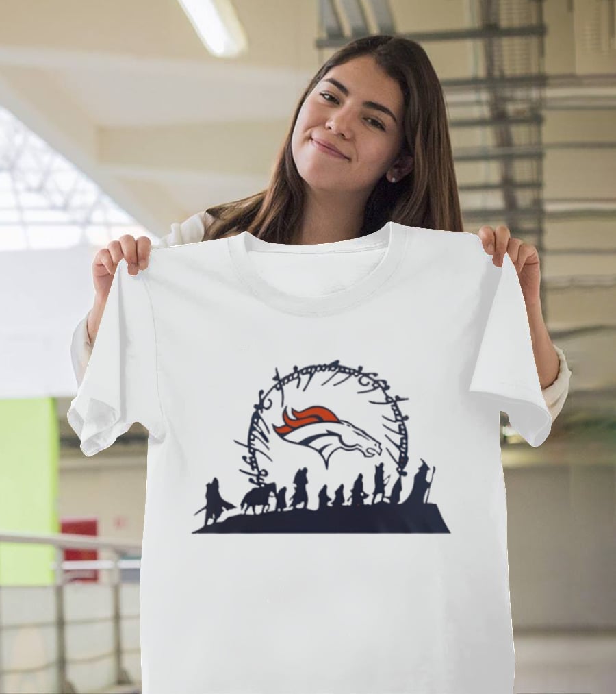 Riders Of Rohan Meet Denver Broncos Fellowship Middle Earth Meta T-Shirt