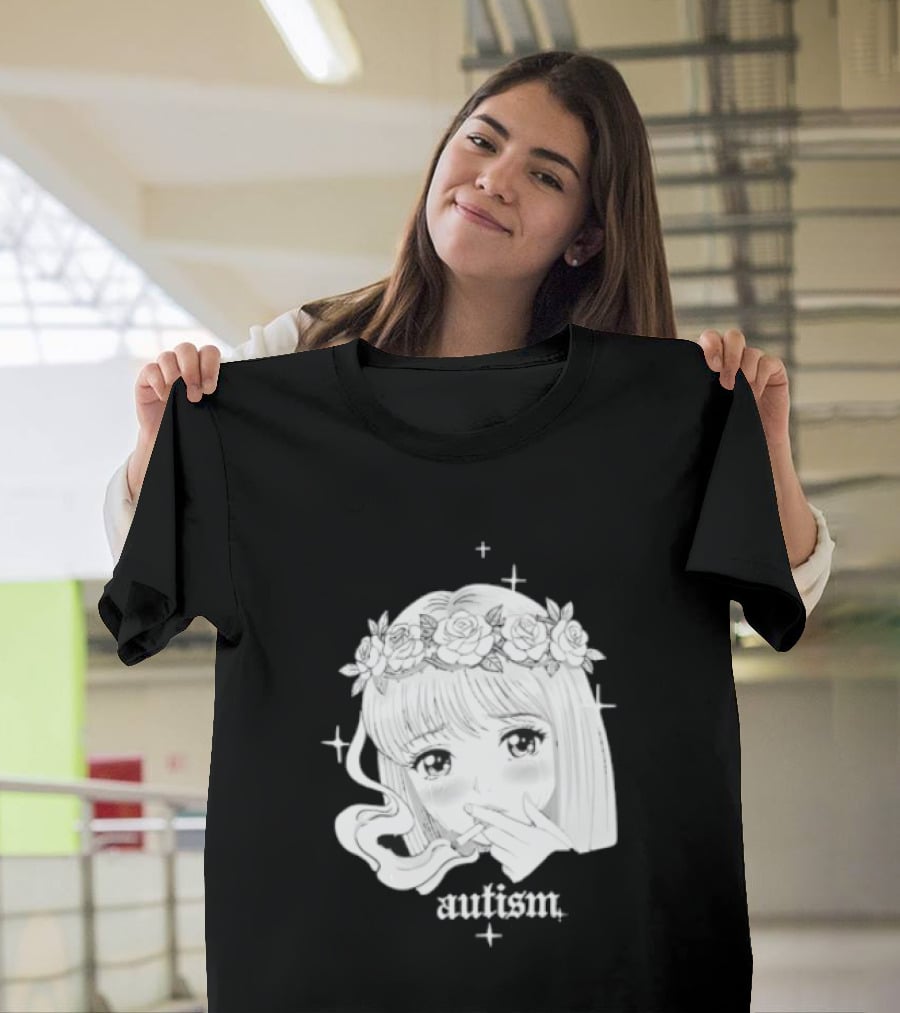 Autism Anime Girl Smoking Flower Crown Aesthetic T-Shirt