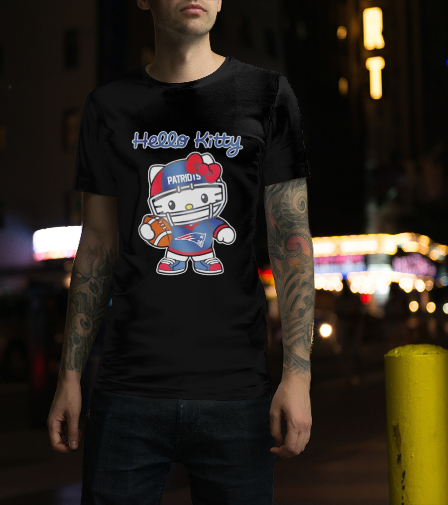 Hello Kitty Patriots Football Collaboration NFL Fan Collection T-Shirt