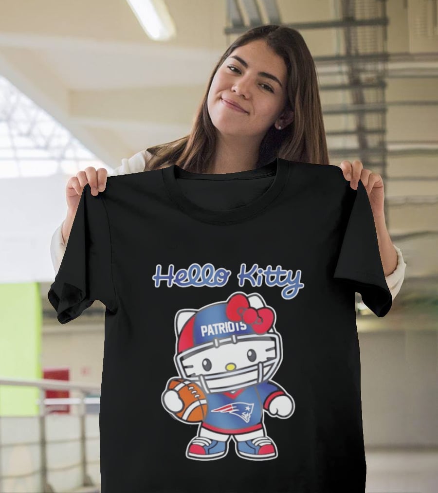 Hello Kitty Patriots Football Collaboration NFL Fan Collection T-Shirt