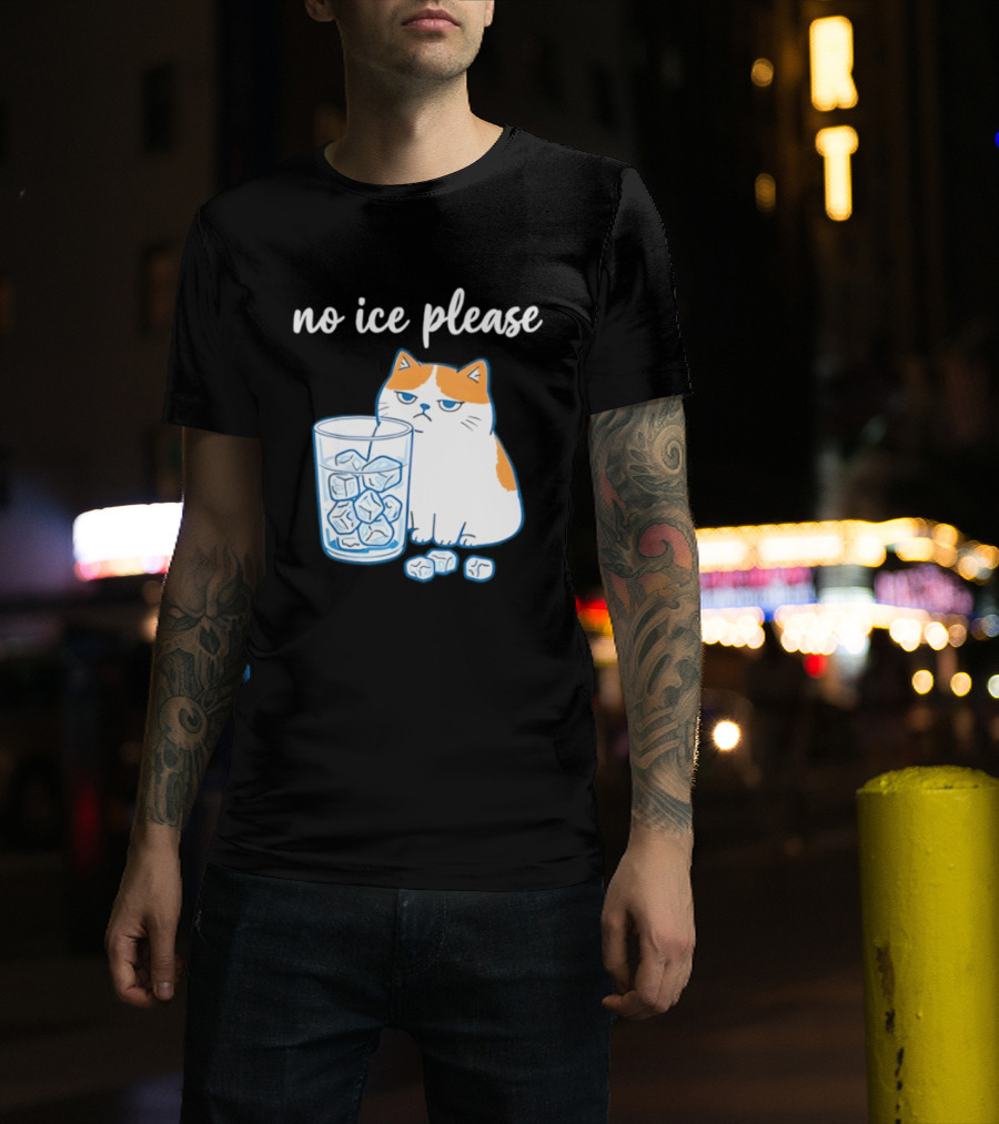 No Ice Please Cat Meme Cartoon Humor Ice Cube T-Shirt