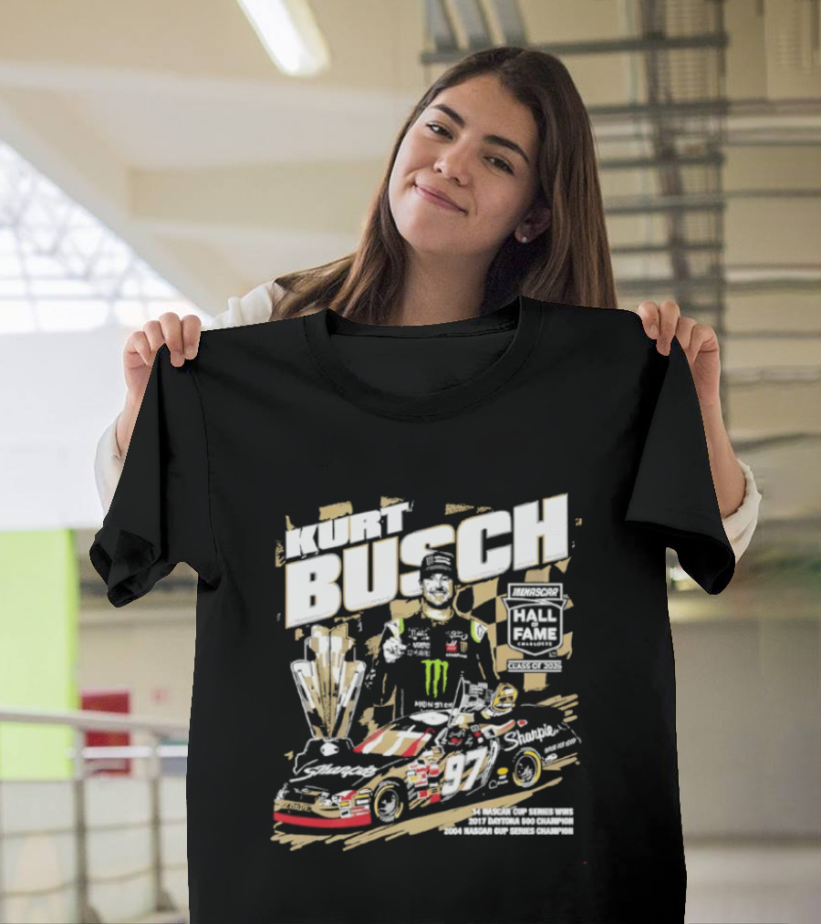 Kurt Busch 2026 NASCAR Hall Of Fame Champion Trophy Racing Legend NASCAR Cup Series T-Shirt