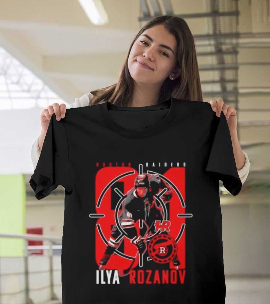Boston Raiders Player Ilya Rozanov Hockey Target T-Shirt