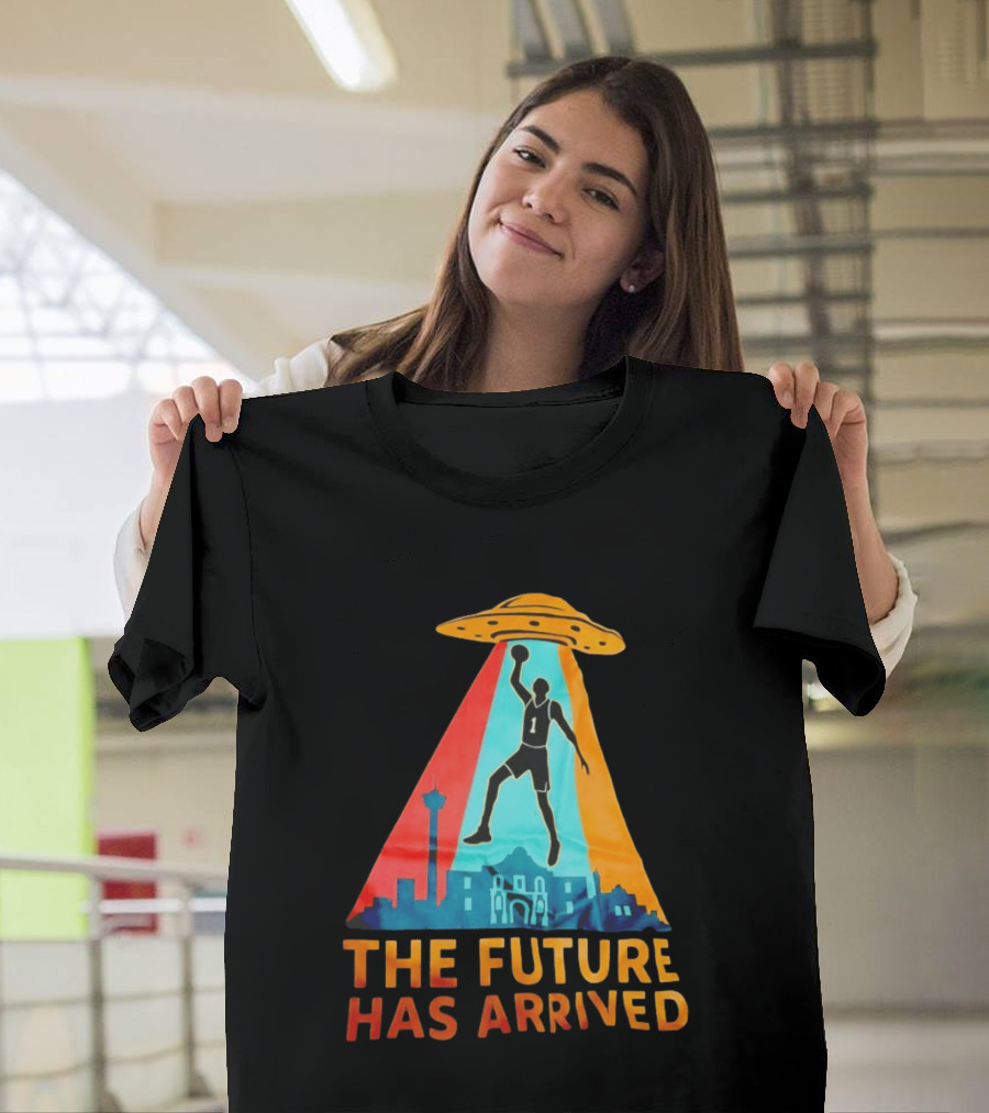 Basketball UFO Abduction Cityscape The Future Has Arrived T-Shirt