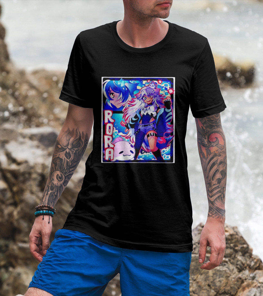 Rora Anime Character Vibrant Art With Cute Fantasy Elements And Pink Creature T-Shirt