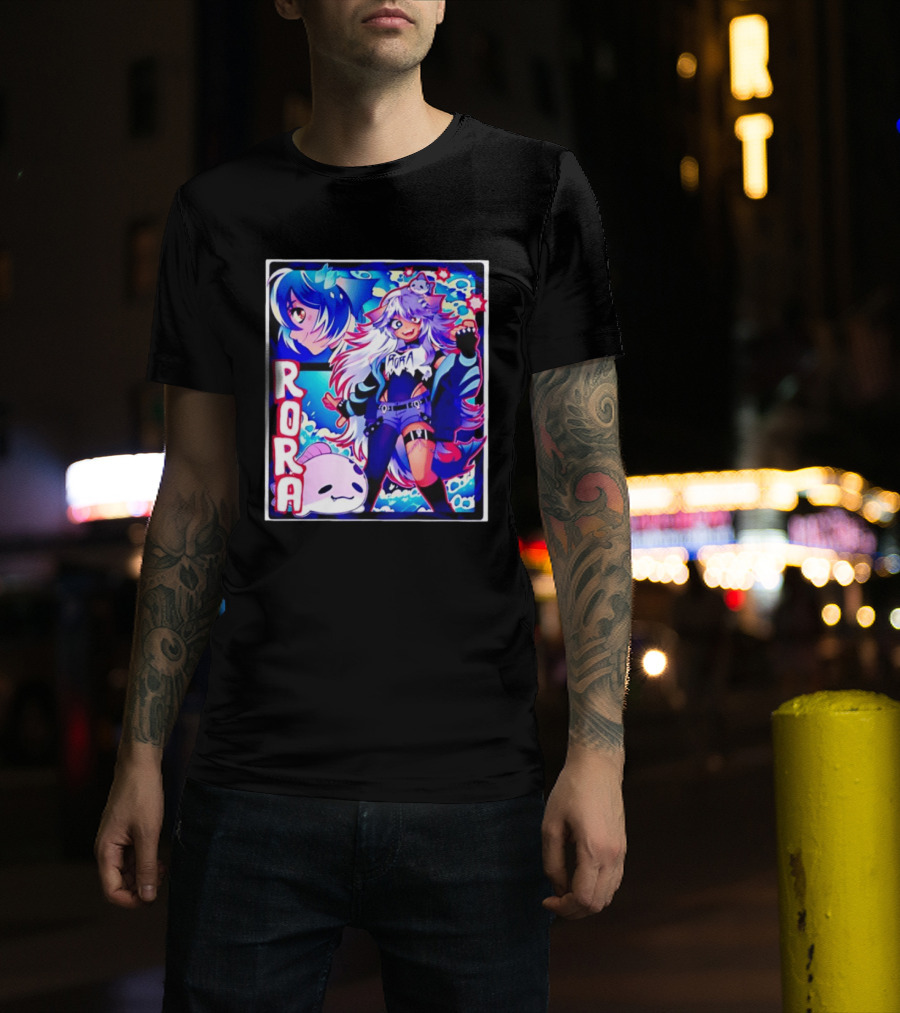 Rora Anime Character Vibrant Art With Cute Fantasy Elements And Pink Creature T-Shirt
