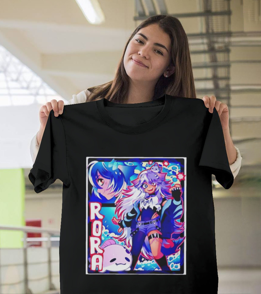 Rora Anime Character Vibrant Art With Cute Fantasy Elements And Pink Creature T-Shirt
