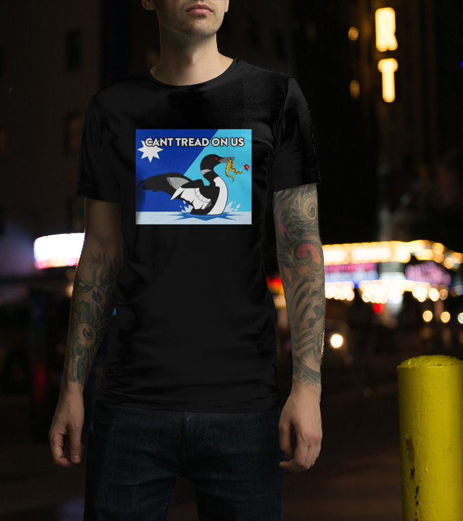 Can't Tread On Us Minnesota Loon Yellow Snake Black Bird Blue T-Shirt