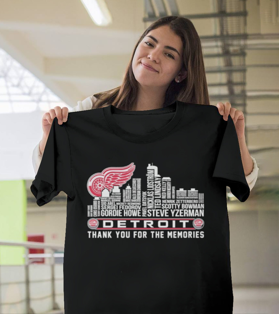 Detroit Red Wings City Skyline Steve Yzerman Thank You For The Memories T-Shirt