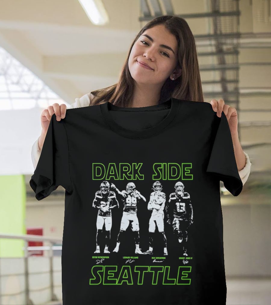 Seattle Seahawks 2026 Dark Side Defense Devon Witherspoon Leonard Williams Nick Emnanwori Ernest Jones IV T-Shirt
