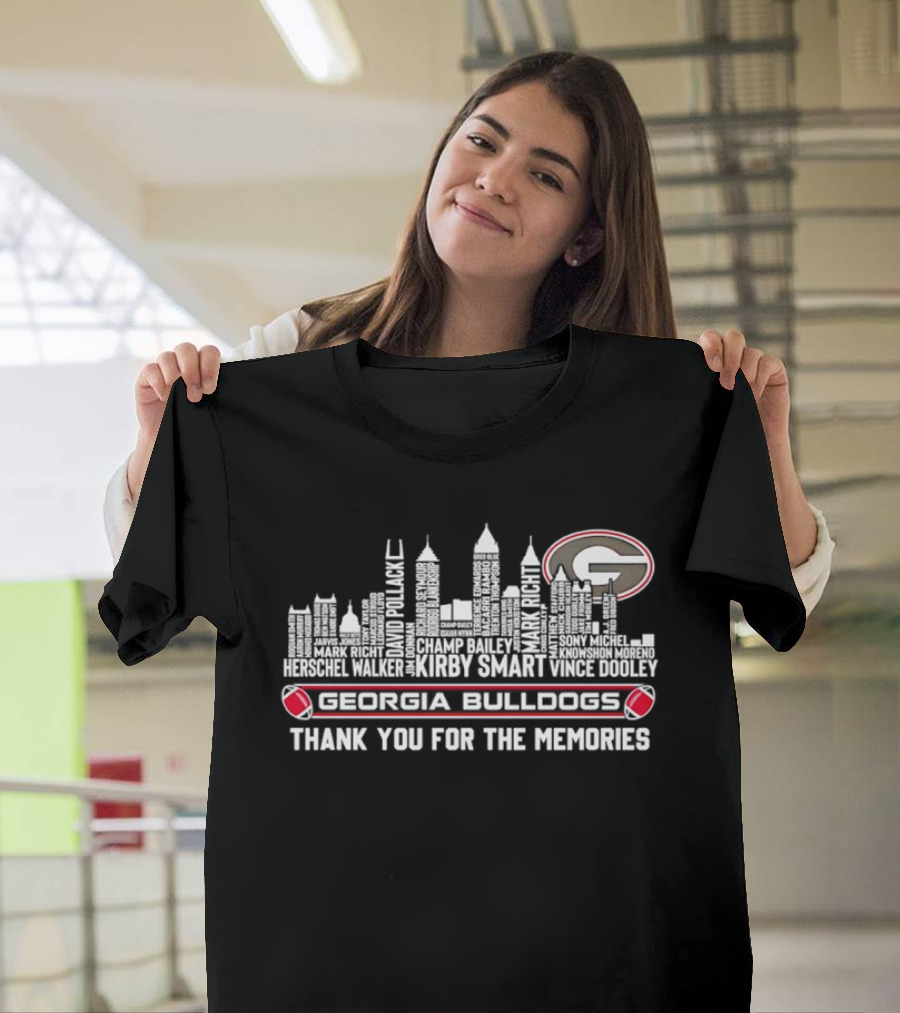Georgia Bulldogs Players City Skyline Thank You For The Memories T-Shirt