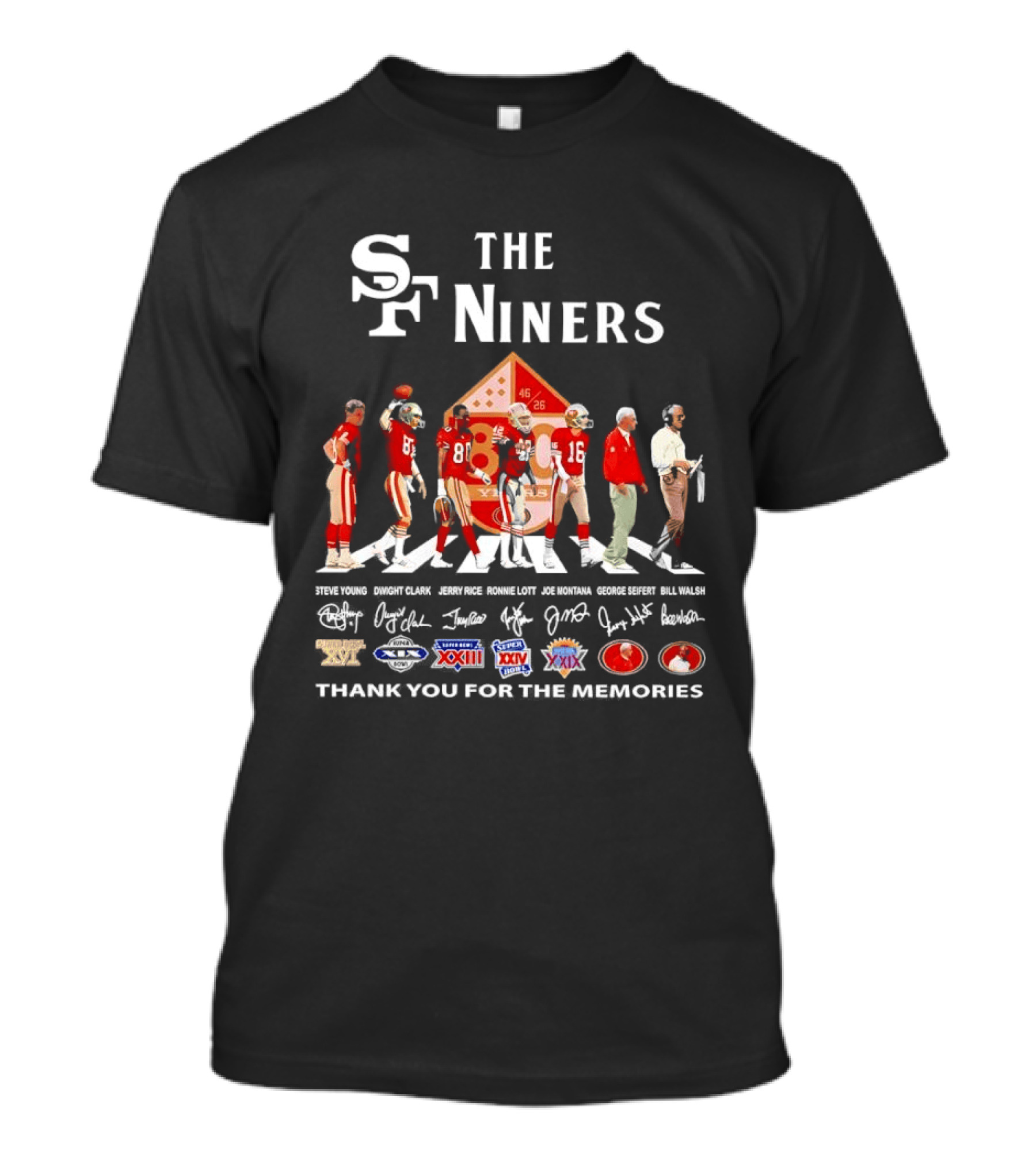 The Niners San Francisco 49ers Legends Thank You For The Memories Icons And Championships T-Shirt