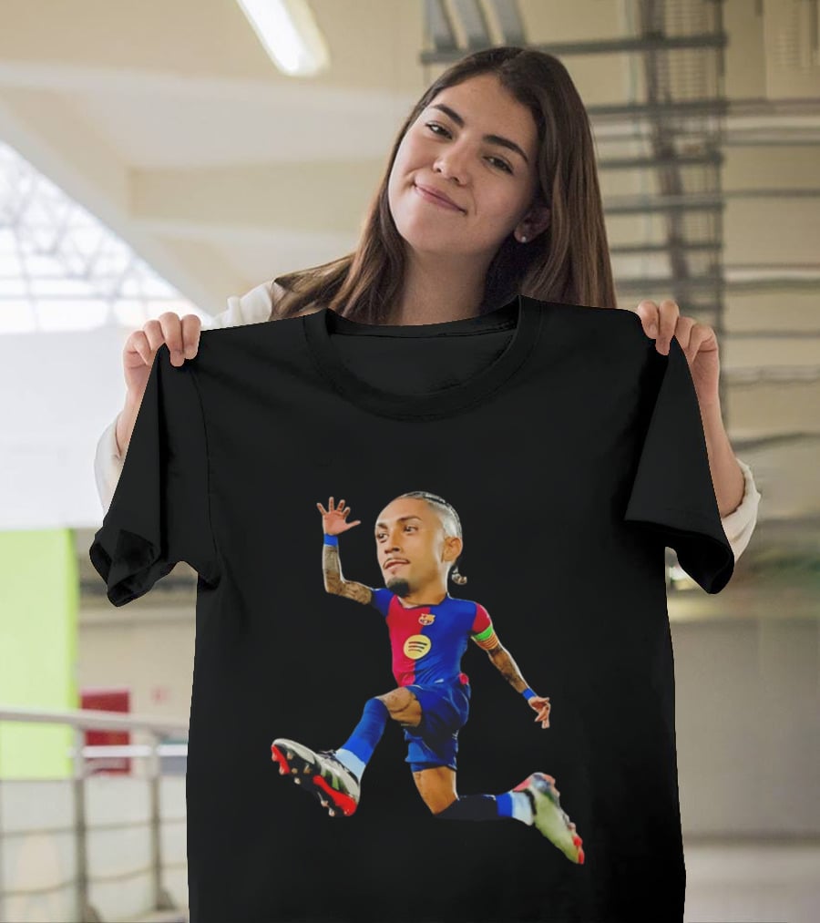 Raphinha Barcelona La Liga Brasil Caricature Player Action Pose T-Shirt