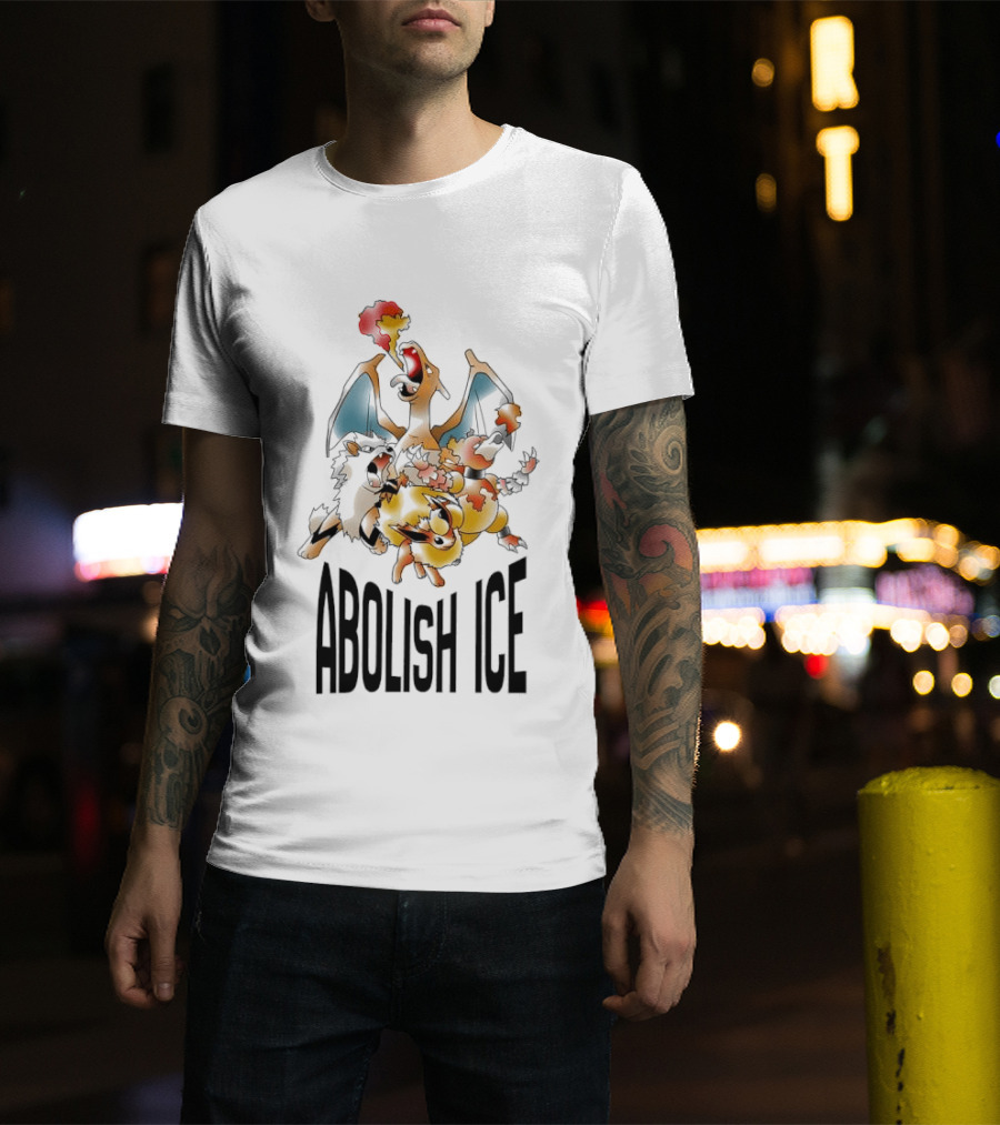 Abolish ICE Pokémon Characters Charizard Blastoise Pikachu Protest T-Shirt