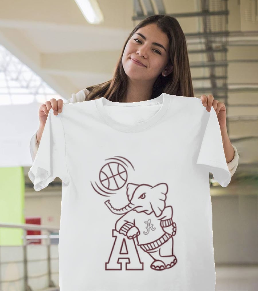 Alabama Crimson Tide Big Al Basketball White Out 2026 Game Night T-Shirt
