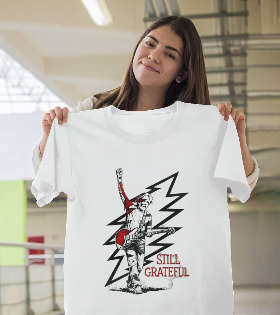 Bob Weir Holding Guitar Still Grateful White Lightning T-Shirt