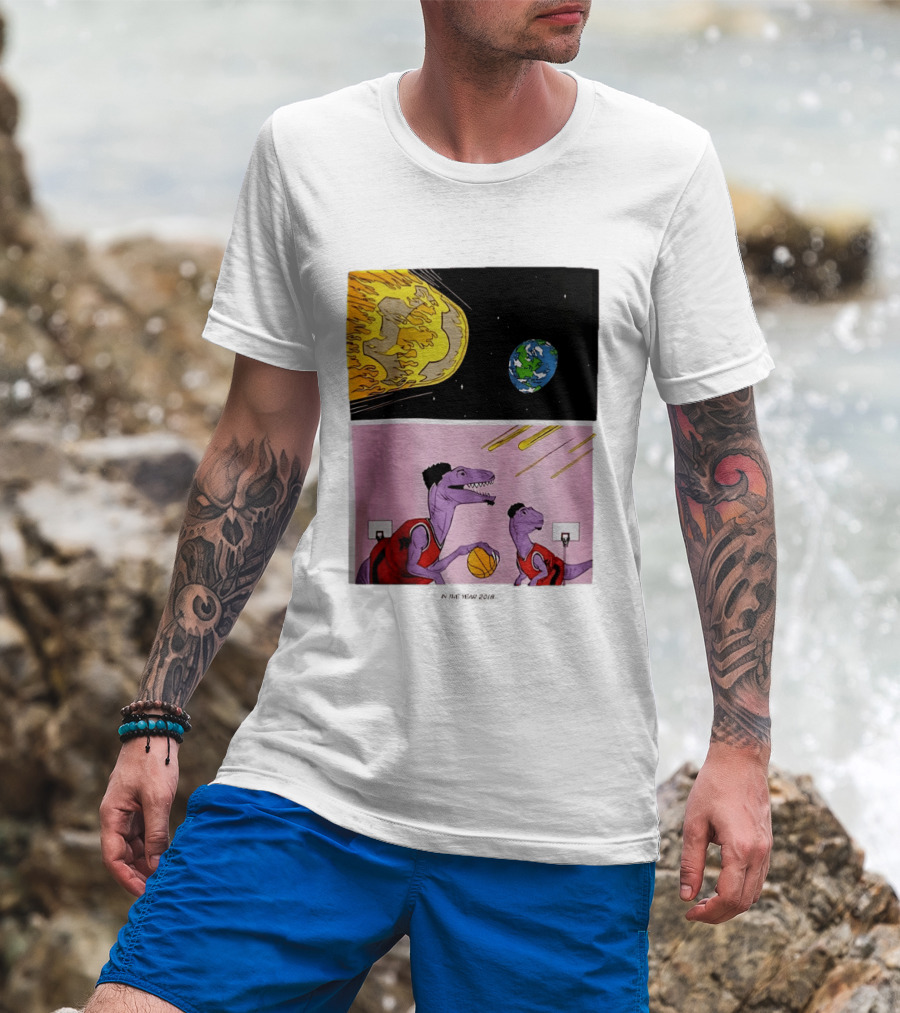 Bron Sends Him A LeBronto Dinosaur Meteor Basketball Earth Raptors T-Shirt