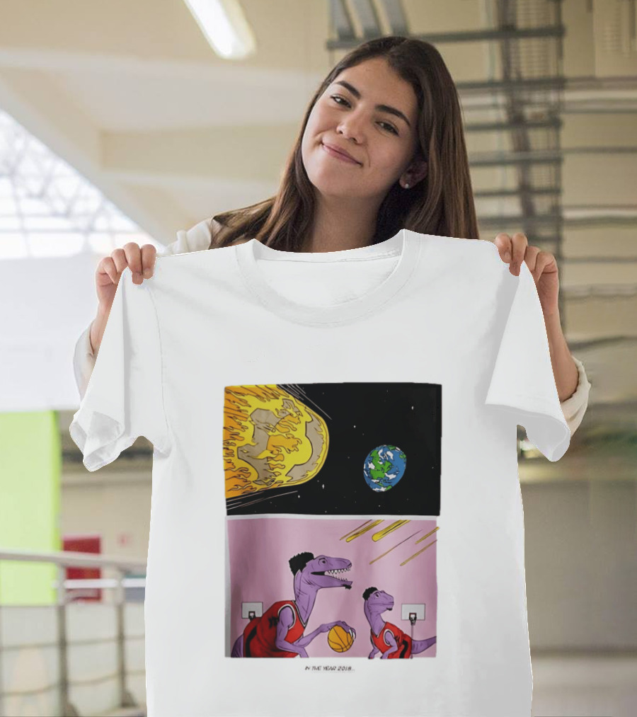 Bron Sends Him A LeBronto Dinosaur Meteor Basketball Earth Raptors T-Shirt