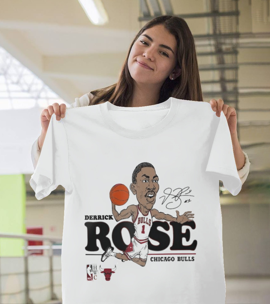 Derrick Rose Chicago Bulls Caricature Basketball T-Shirt