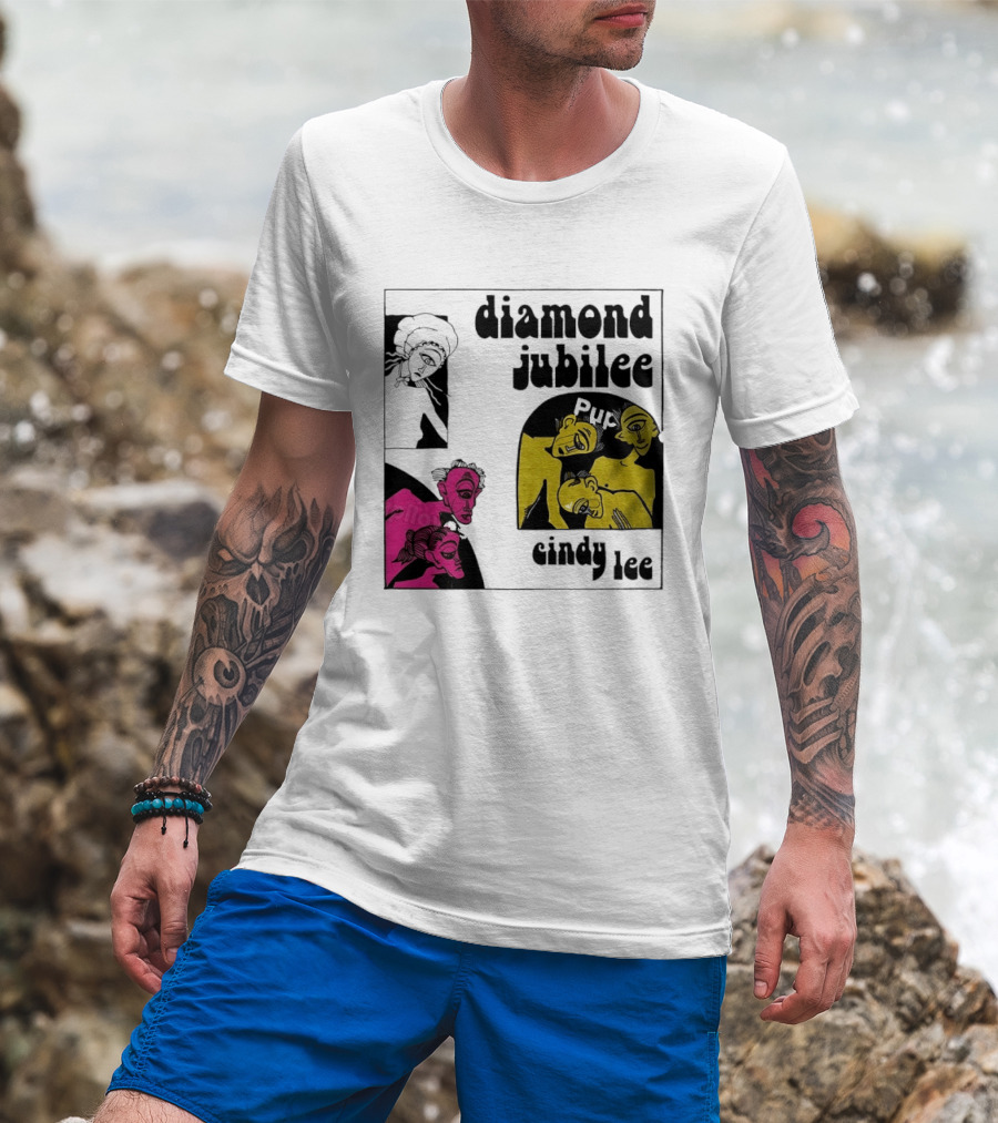 Diamond Jubilee Music Album Cindy Lee Illustrated Faces T-Shirt