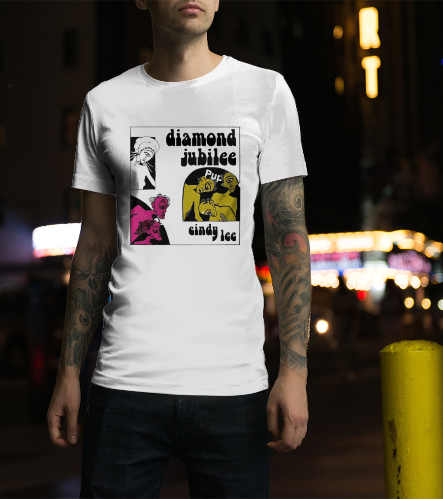 Diamond Jubilee Music Album Cindy Lee Illustrated Faces T-Shirt