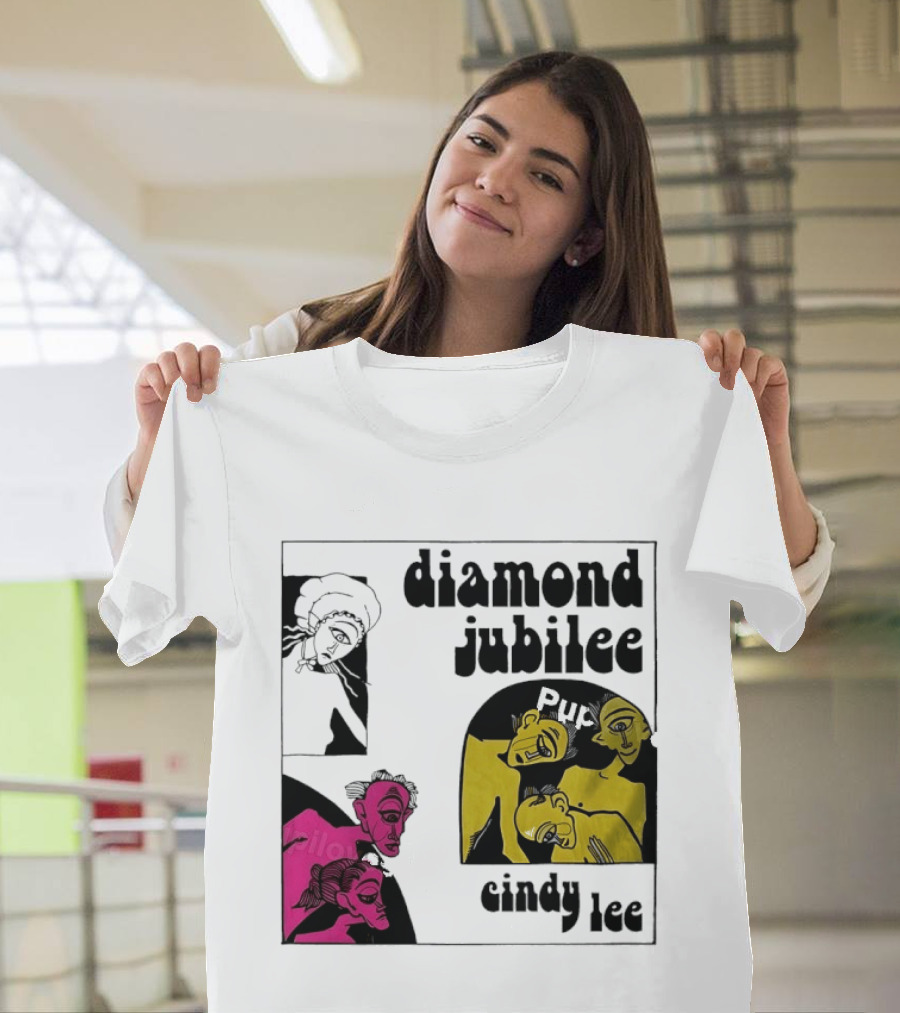Diamond Jubilee Music Album Cindy Lee Illustrated Faces T-Shirt