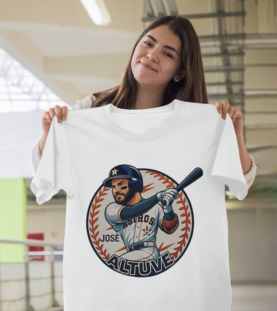 Houston Astros José Altuve Baseball Caricature T-Shirt