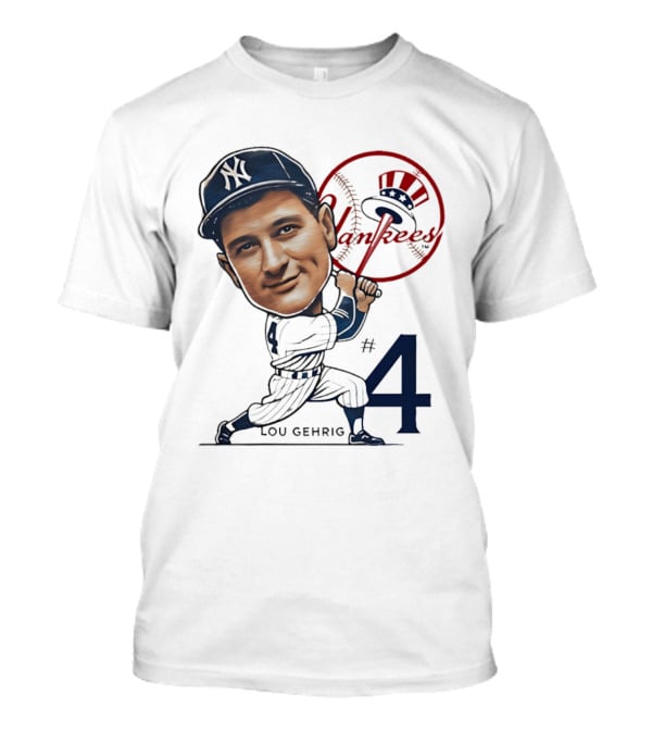 Lou Gehrig New York Yankees #4 Caricature Yankees T-Shirt