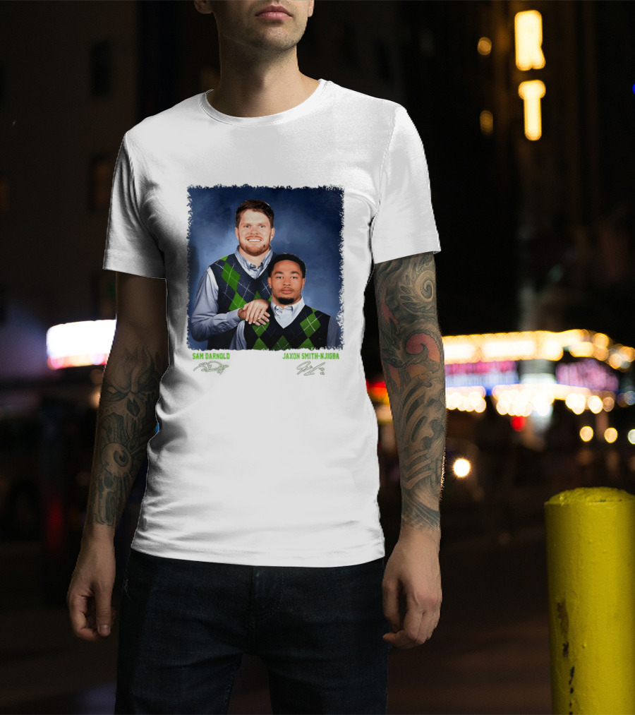 Sam Darnold Jaxon Smith Njigba Seattle Seahawks Step Brothers Football T-Shirt