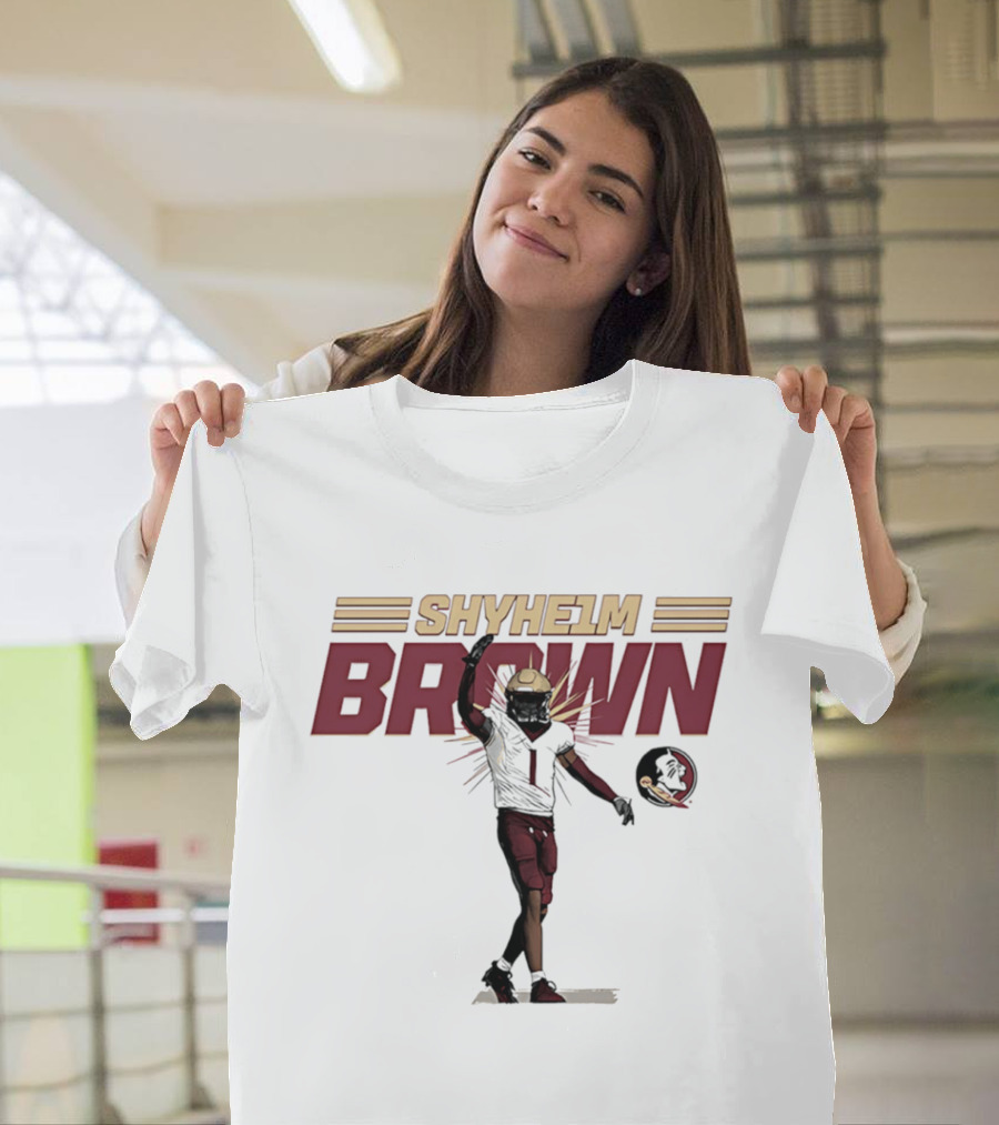 Shyheim Brown Fsu Football Caricature Ncaa Player Execution T-Shirt