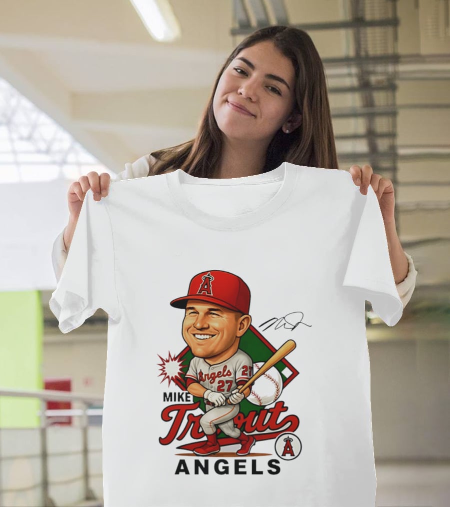 Mike Trout Angels Baseball Caricature Los Angeles Legend T-Shirt